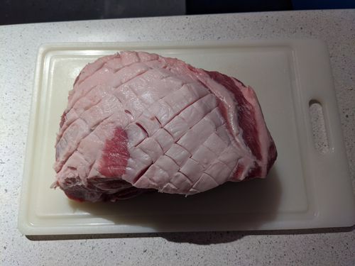 Pork scored