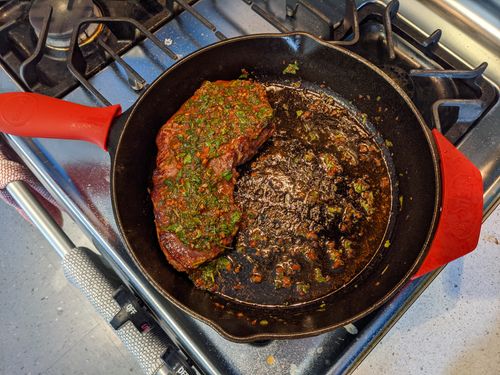 Steak basted